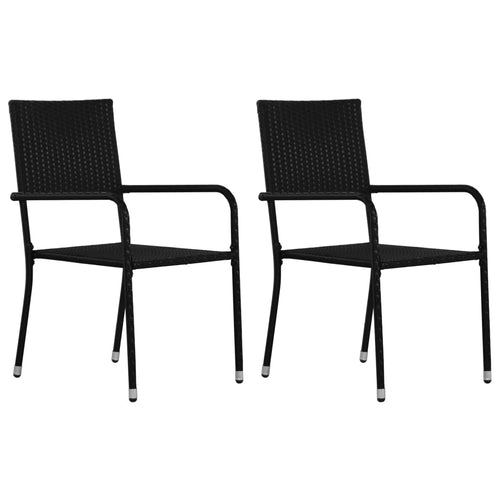 Outdoor Dining Chairs 2 pcs Poly Rattan Gray