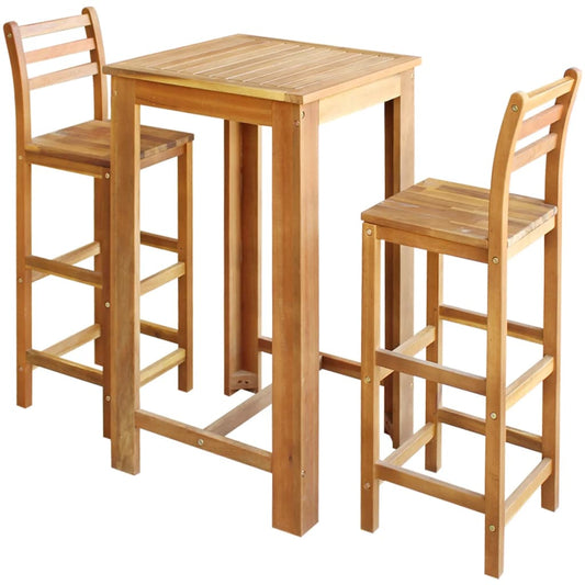 Bar Table and Chair Set 7 Pieces Solid Acacia Wood