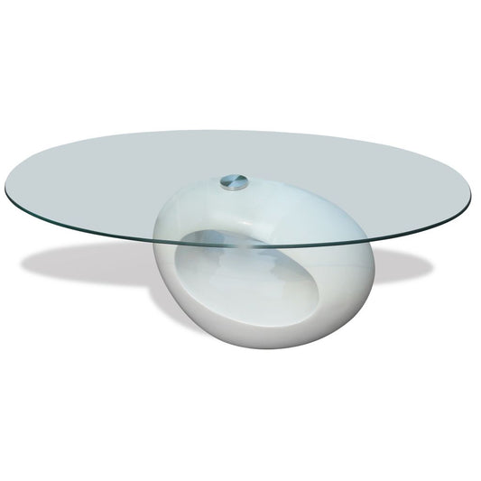 Coffee Table with Oval Glass Top High Gloss Gray