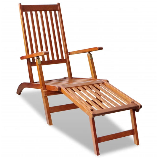 Outdoor Deck Chair with Footrest Grey Wash Solid Acacia Wood