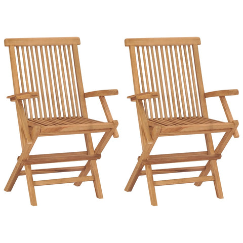 Folding Garden Chairs 2 pcs Solid Teak Wood