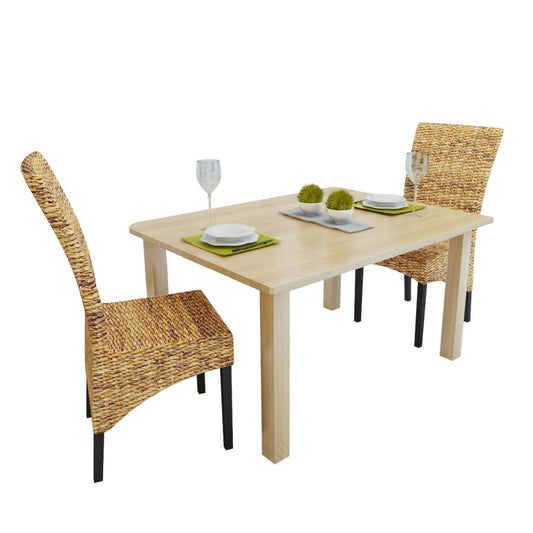 Dining Chairs 4 pcs Abaca and Solid Mango Wood