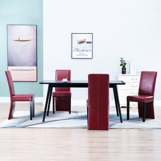 Dining Chairs 6 pcs Wine Red Faux Leather