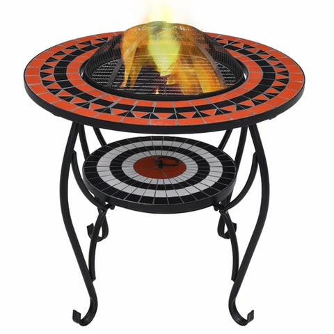 Mosaic Fire Pit Table Terracotta 26.8" Ceramic