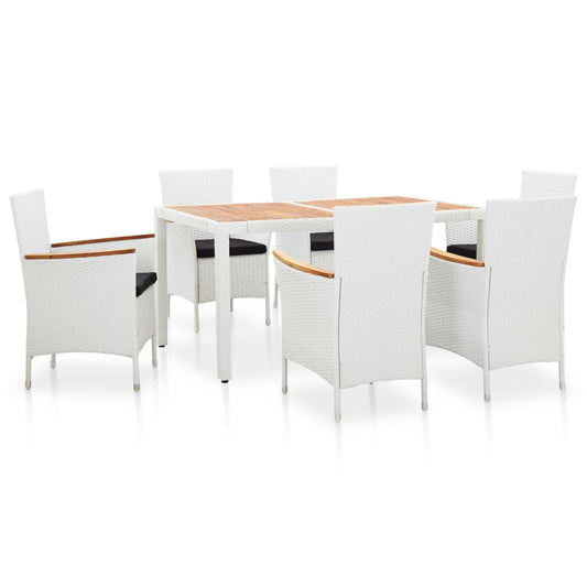 9 Piece Outdoor Dining Set Poly Rattan White