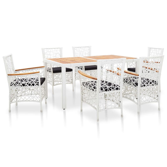 9 Piece Outdoor Dining Set Poly Rattan White