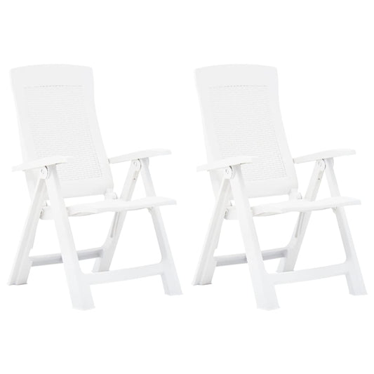 Garden Reclining Chairs 2 pcs Plastic White