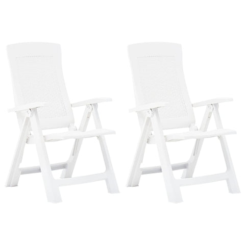 Garden Reclining Chairs 2 pcs Plastic White