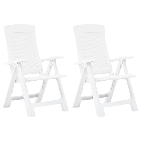 Garden Reclining Chairs 2 pcs Plastic White