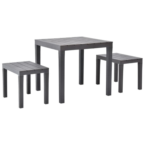 Garden Table with 2 Benches Plastic White