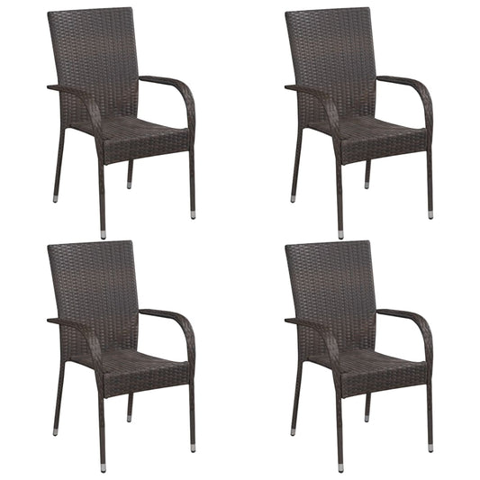 Stackable Outdoor Chairs 2 pcs Gray Poly Rattan