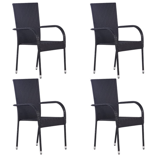 Stackable Outdoor Chairs 2 pcs Gray Poly Rattan