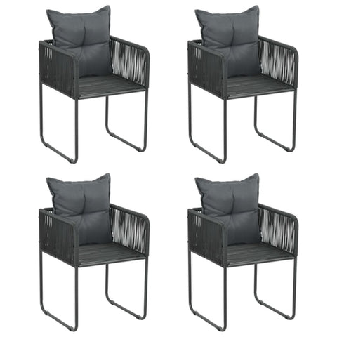 Outdoor Chairs 2 pcs with Pillows Poly Rattan Black