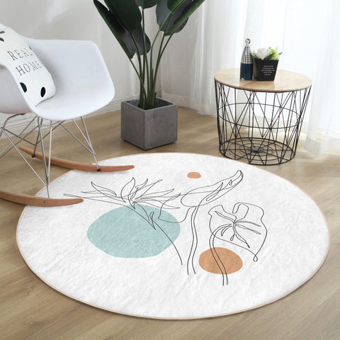 Abstract Round Rug, Abstract Non Slip Washable Area Rug, Living Room