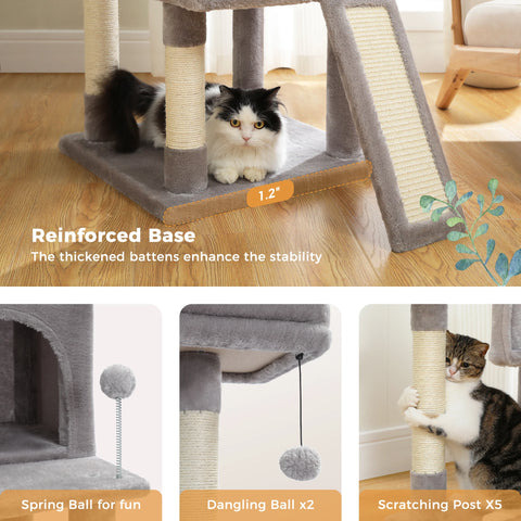 Domestic Delivery Multi-Level Cat Tree Tower Climb Furniture Scratching Post for Indoor House Pet Supplies Kitten Toy Cozy Condo