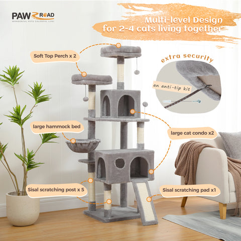 Domestic Delivery Multi-Level Cat Tree Tower Climb Furniture Scratching Post for Indoor House Pet Supplies Kitten Toy Cozy Condo