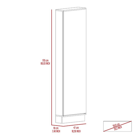 Shoe Rack Chimg, Mirror, Five Interior Shelves, Single Door Cabinet,