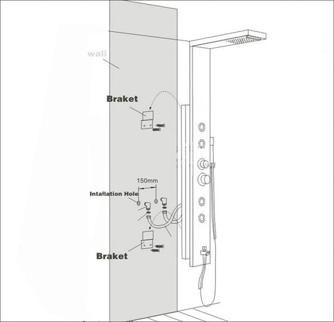 Black/Brushed Bathroom Shower Faucet Set LED Rainfall Shower Panel System Bathtub Water Mixer Tap Massage SPA Temperature Screen