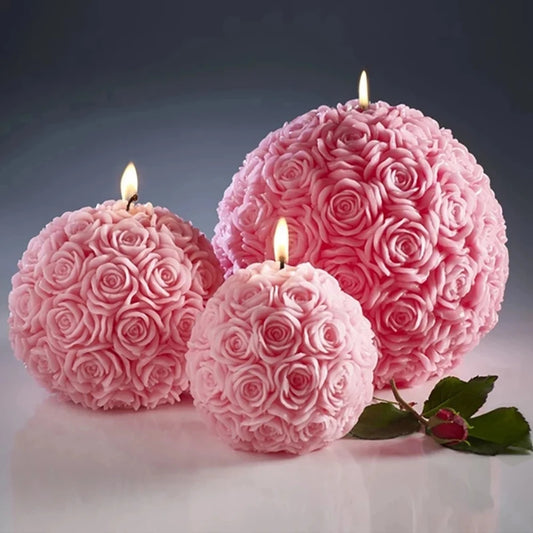 1pcs Rose Flower Ball Shape Fragrance Candle Rose Scented Candles Home Geometric Decoration Ball Wax Fragrance Candle Gift