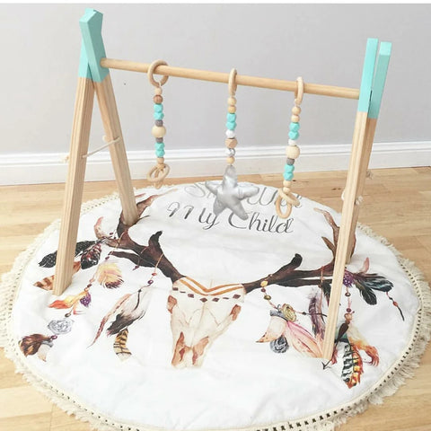 1Set Baby Fitness Frames Wooden Rattle Toys Baby Activity Gym Mobile Suspension Baby Room Decoration Newborn Baby Accessories