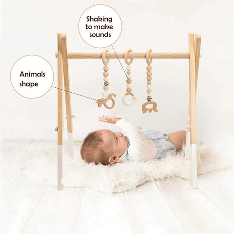 1Set Baby Fitness Frames Baby Gym Mobile Suspension Baby Room Decoration Newborn Baby Activity Accessories Wooden Rattles Toys