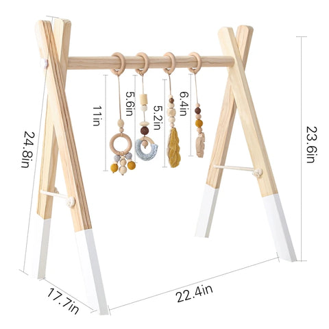 1Set Baby Fitness Frames Baby Gym Mobile Suspension Baby Room Decoration Newborn Baby Activity Accessories Wooden Rattles Toys