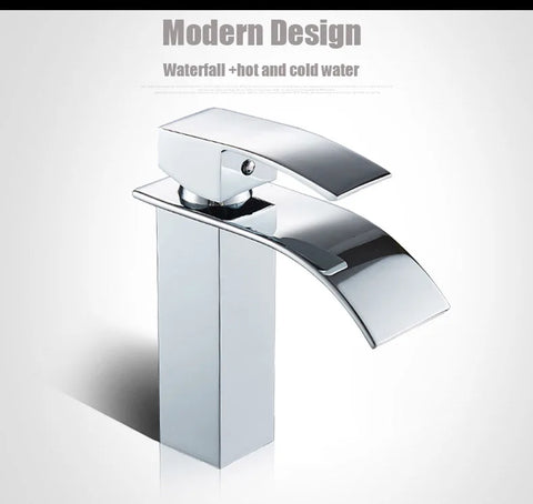 Black Waterfall Bathroom Faucet Basin Vanity Vessel Sinks Mixer Tap Cold And Hot Water Tap Single Hole Bath Sink Faucets Crane