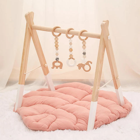 1Set Baby Fitness Frames Wooden Rattle Toys Baby Activity Gym Mobile Suspension Baby Room Decoration Newborn Baby Accessories