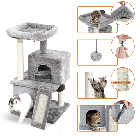 Domestic Delivery Multi-Level Cat Tree Tower Climb Furniture Scratching Post for Indoor House Pet Supplies Kitten Toy Cozy Condo