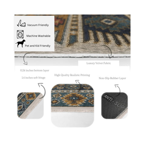 Classic Living Room Washable Area Rug | Homeezone