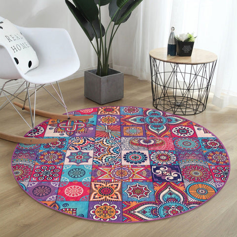 Bohemian Room Decor Indian Home Patterns Washable Round Rug |