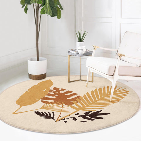 Fall Leaves Pattern Fall Season Decor Washable Round Rug | Homeezone