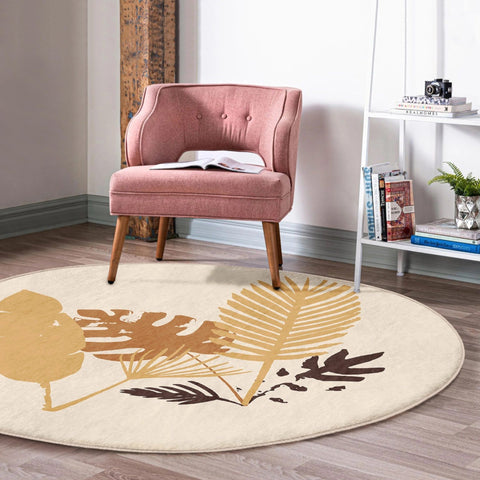 Fall Leaves Pattern Fall Season Decor Washable Round Rug | Homeezone