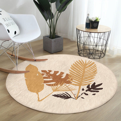 Fall Leaves Pattern Fall Season Decor Washable Round Rug | Homeezone