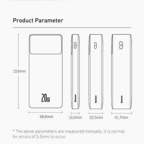 Baseus PD 20W Power Bank 10000mAh Portable Charger External Battery 10000 Fast Charging Powerbank For iPhone Xiaomi mi Poverbank