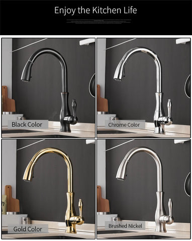 Gold Kitchen Faucets Silver Single Handle Pull Out Kitchen Tap Single Hole Handle Swivel Degree Water Mixer Tap Mixer Tap 866011