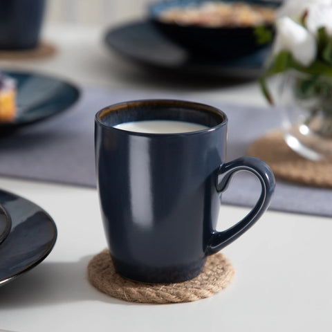 VANCASSO BUBBLE 16/32/48-Piece Tableware Set Vintage Ceramic Blue/Brown Stoneware Set with Dinner&Dessert Plate,Bowl,Coffee Cups