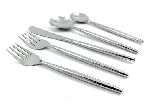 Hammered Silver Flatware Stainless Steel Set of 20