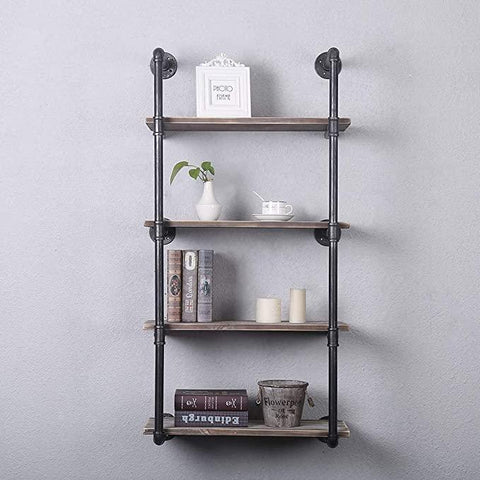 (4 Tier - 24in) Industrial Pipe Shelving, Industrial Floating Shelves