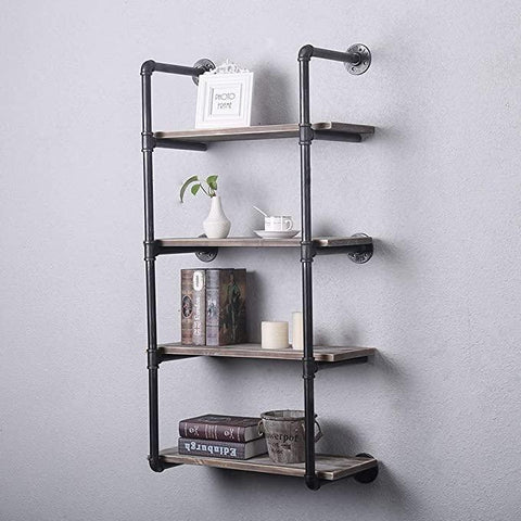 (4 Tier - 24in) Industrial Pipe Shelving, Industrial Floating Shelves