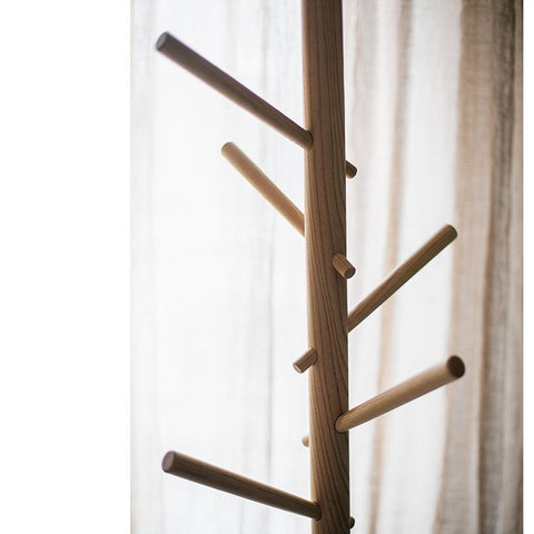 Ash Wood Coat Rack Home Entryway Rack