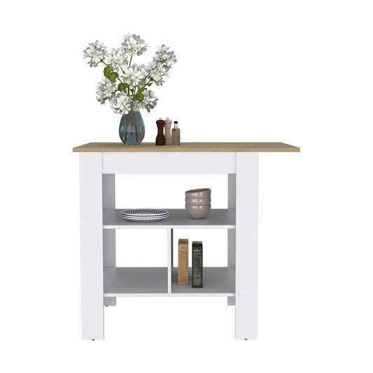 Kitchen Island Pompeya, Three Shelves, White Finish