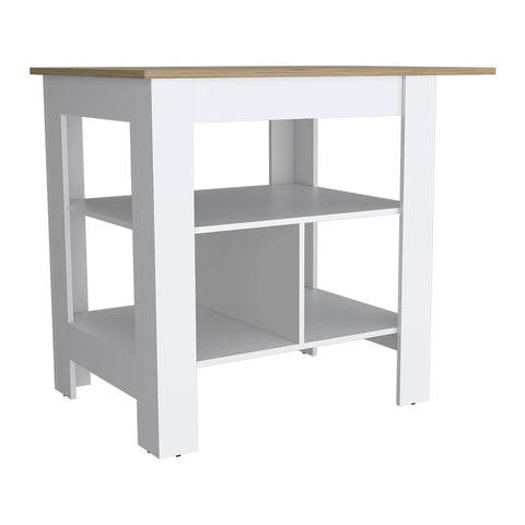 Kitchen Island Pompeya, Three Shelves, White Finish