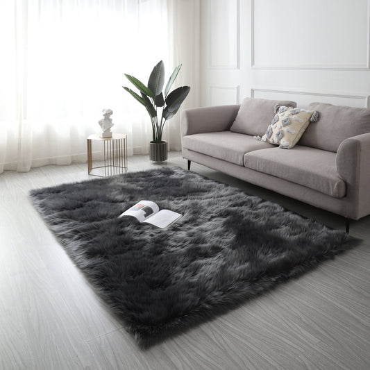 Cozy Ultra Soft Fluffy Faux Fur Grey Area Rug