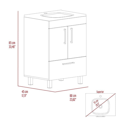 Single Bathroom Vanity Mayorca, Double Door Cabinet, One Drawer, Black