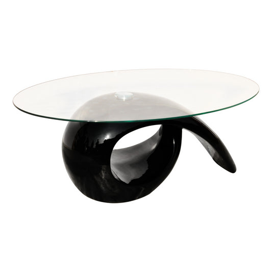 Living Room Glass Top Coffee Table High Gloss, Black