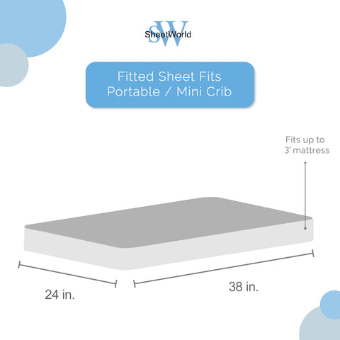 SheetWorld Fitted Portable Mini Crib Sheet - 100% Cotton Woven - Baby