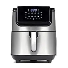 Evolution Air Fryer, 6.8 Quart, Stainless Steel, Ceramic Cooking Basket, with Deluxe Accessory Kit and Recipe Book