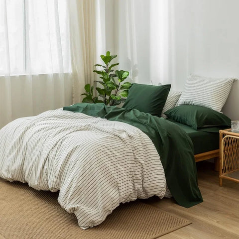 Bedding Sheet Set 100% Washed Cotton Linen Like Textured Breathable Durable Soft Comfy