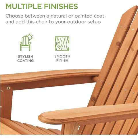 Best Choice Products Folding Adirondack Chair Outdoor Wooden Accent Furniture Fire Pit Lounge Chairs for Yard, Garden, Patio